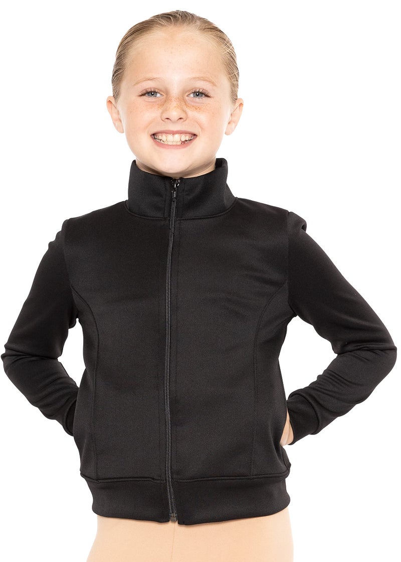 STRETCH IS COMFORT جاكيت رياضي دافئ للفتيات بتقنية ستريتش أسود مقاس X-Large - Image 1